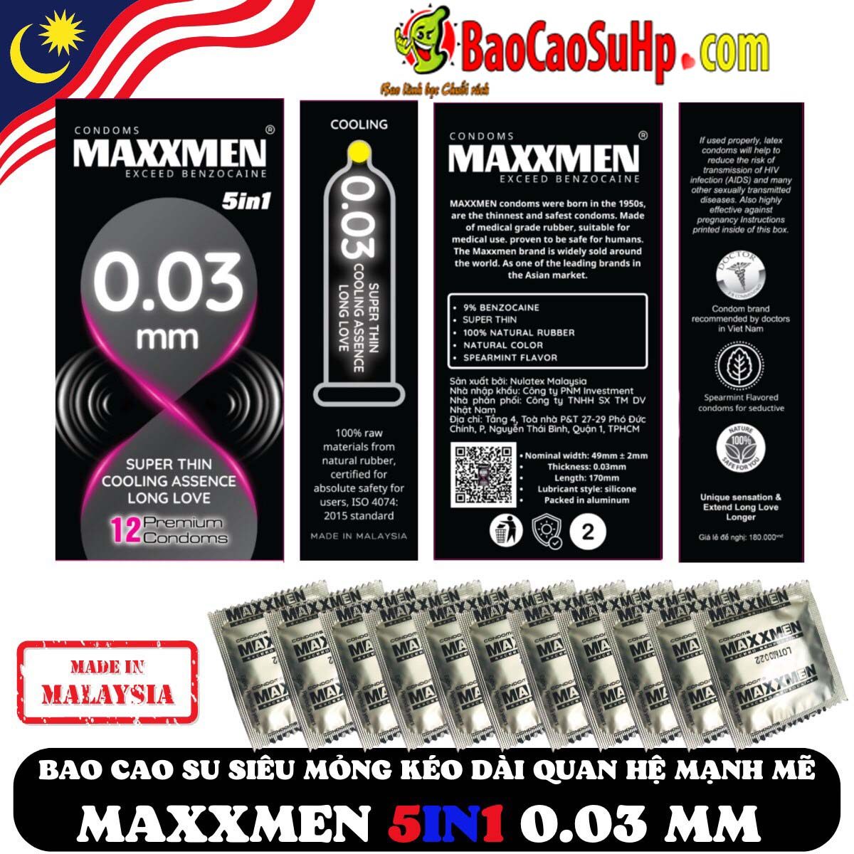 bao cao su maxman 0 2 1 - Bao cao su maxman siêu mỏng 0.03mm 5in1 bạc hà.