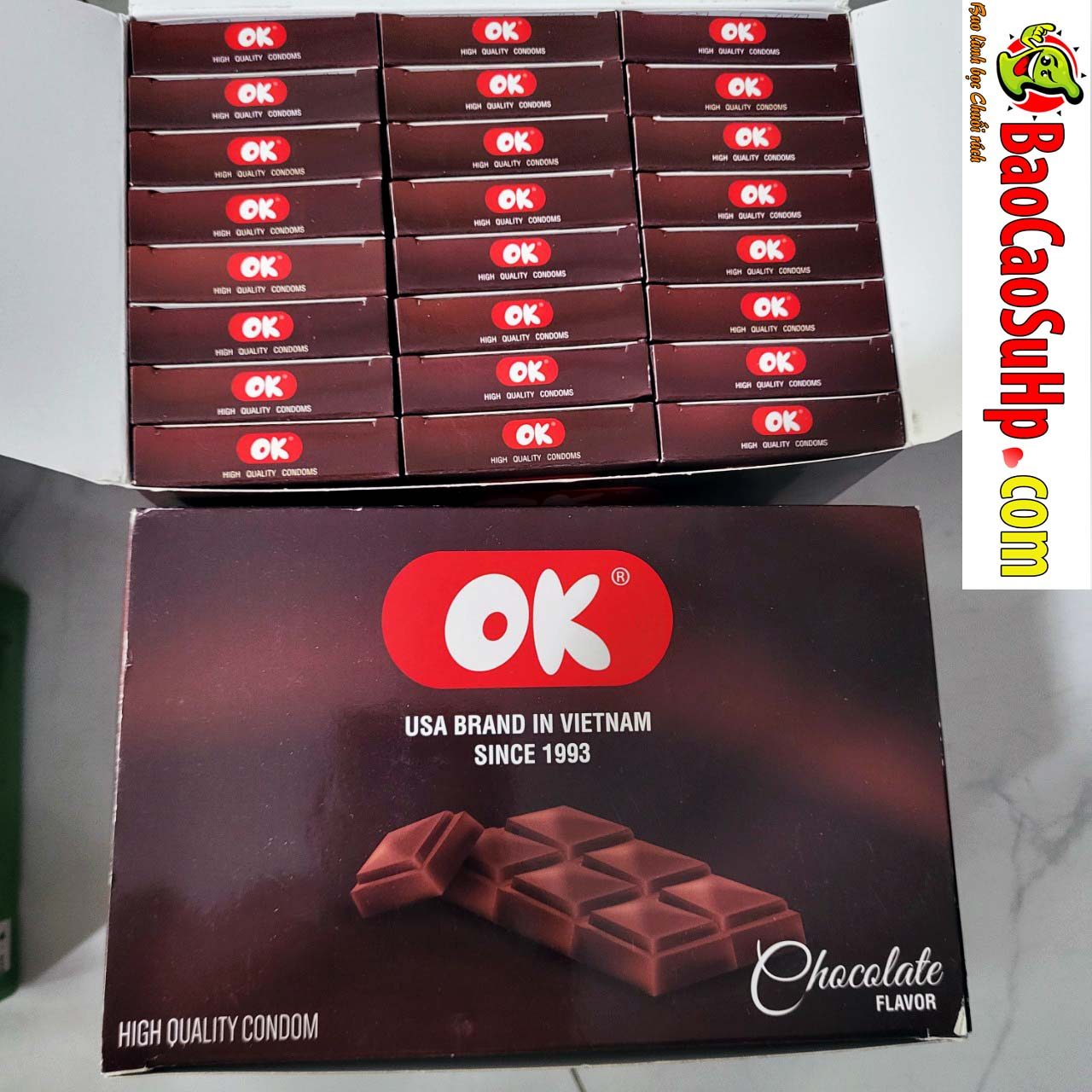 Bao cao su OK vị socola ngọt ngào dành cho gia đình 144c