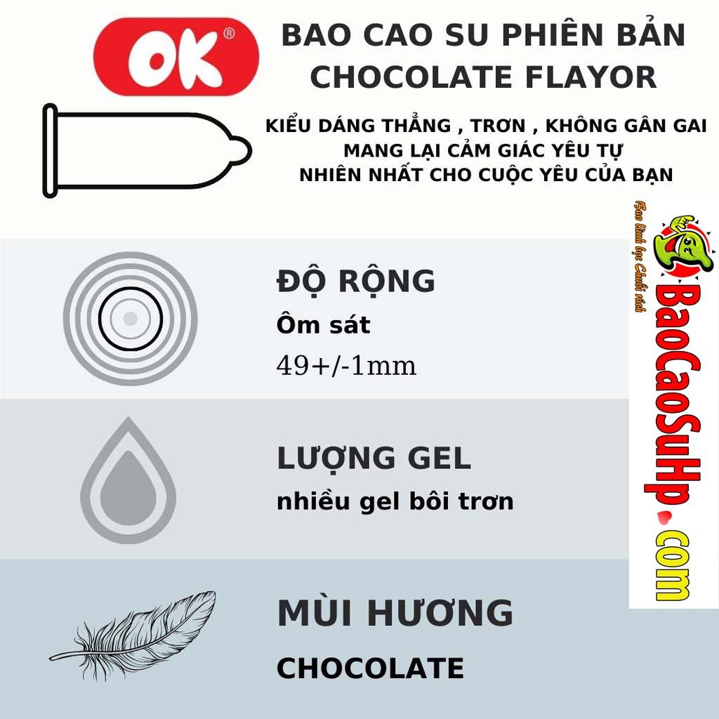 Bao cao su OK vị socola ngọt ngào dành cho gia đình 144c