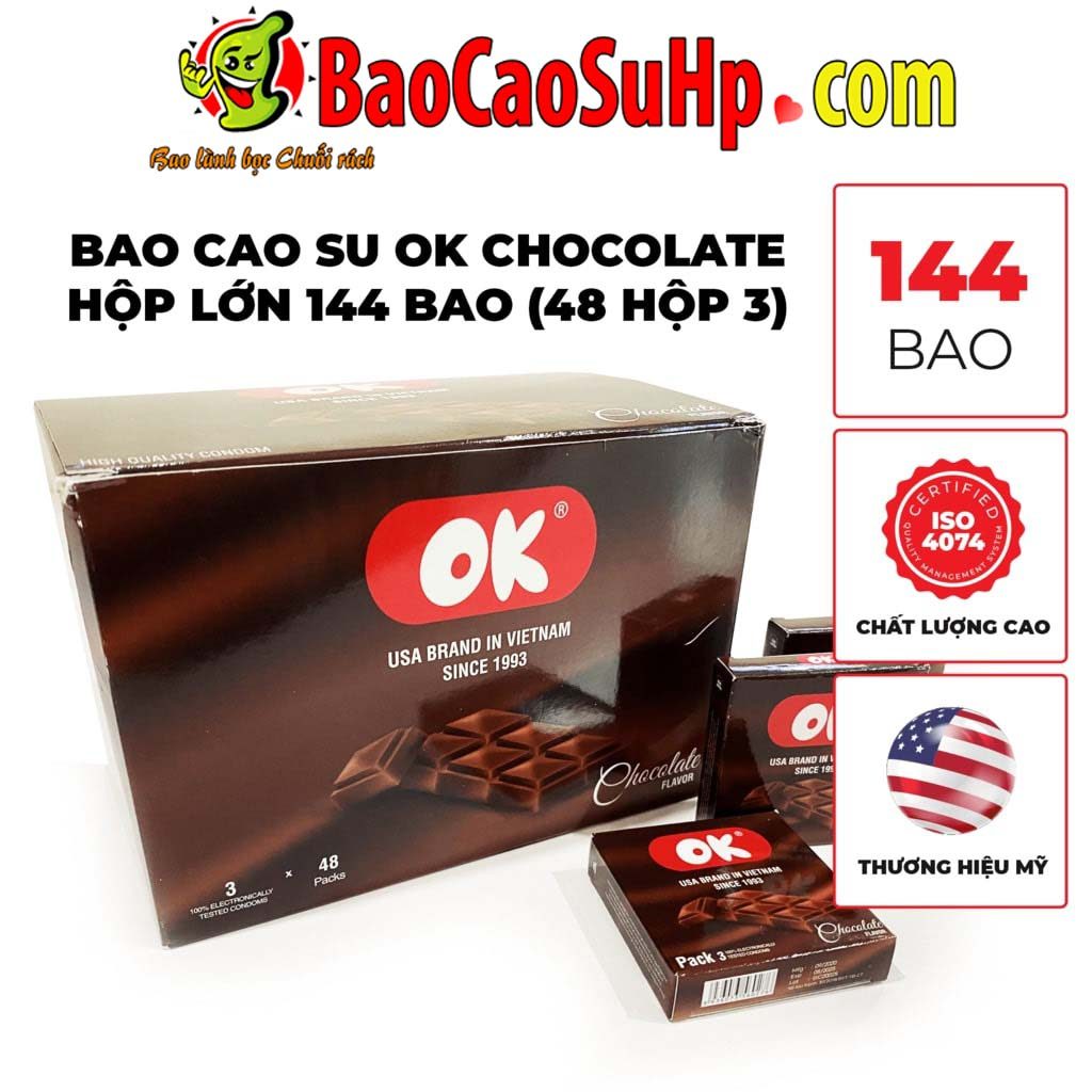 Bao cao su OK vị socola ngọt ngào dành cho gia đình 144c
