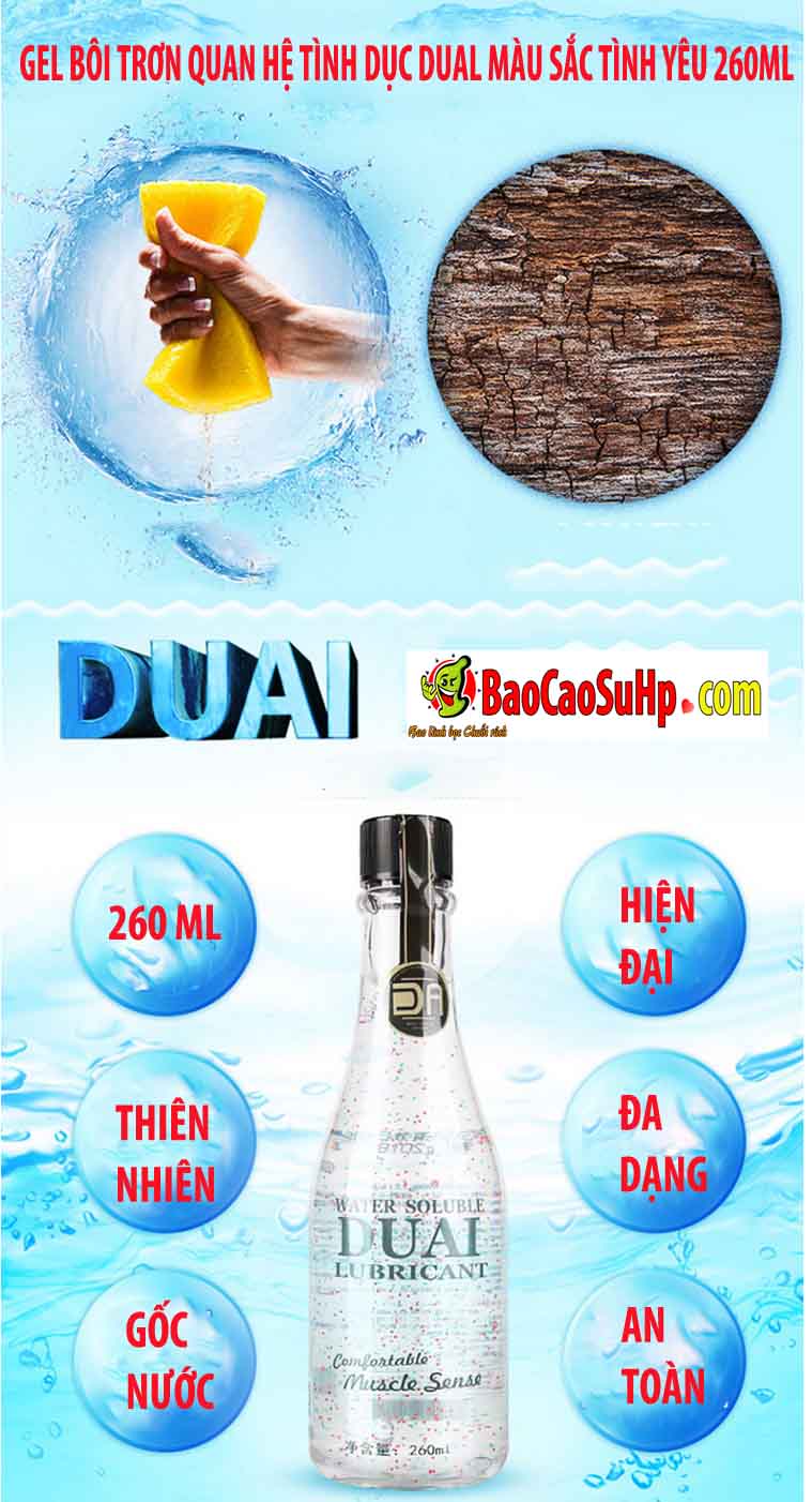 Gel bôi trơn Dual 260ml tăng khoái cảm an toàn cho cuộc yêu