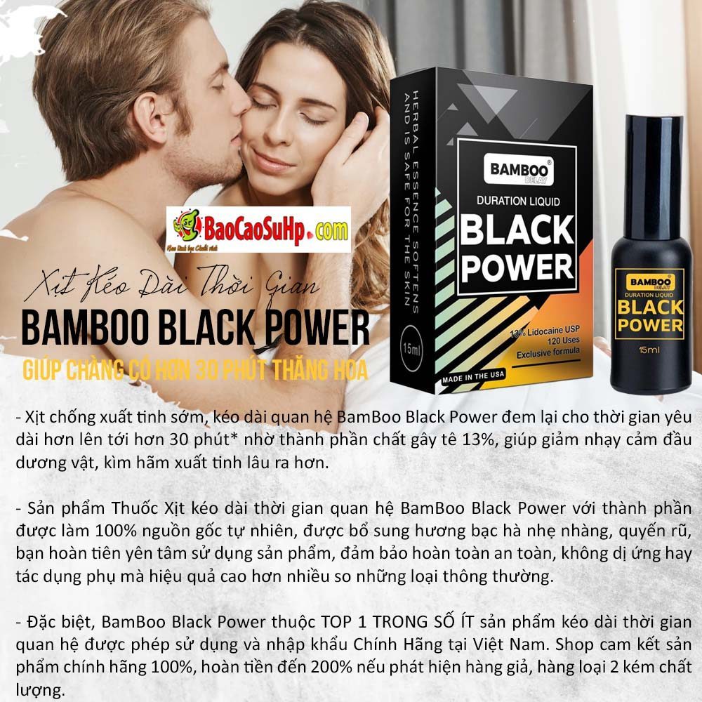  Đánh giá Chai xịt kéo dài thời gian USA Bamboo Black Edition 15ml 13% có tốt không?