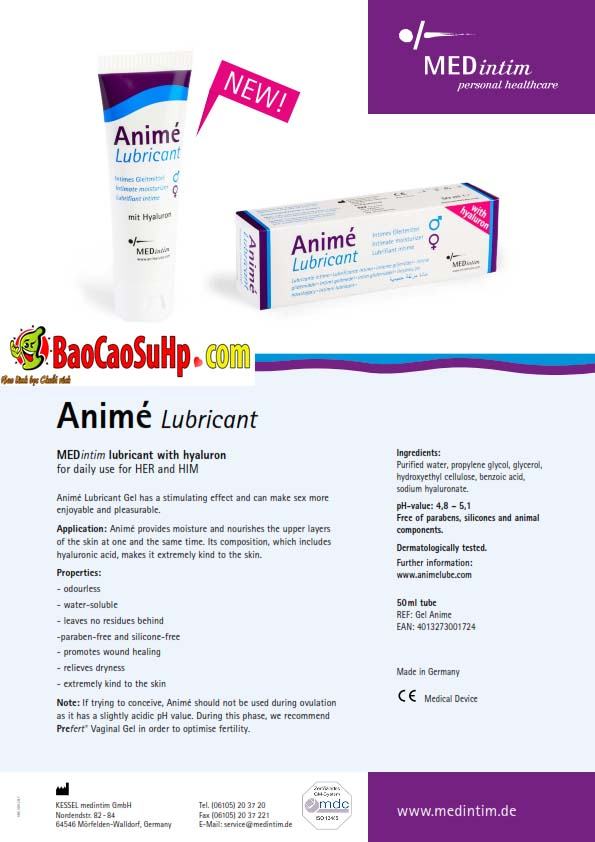 Gel bôi trơn Đức Animé 50ml cao cấp tăng khoái cảm an toàn