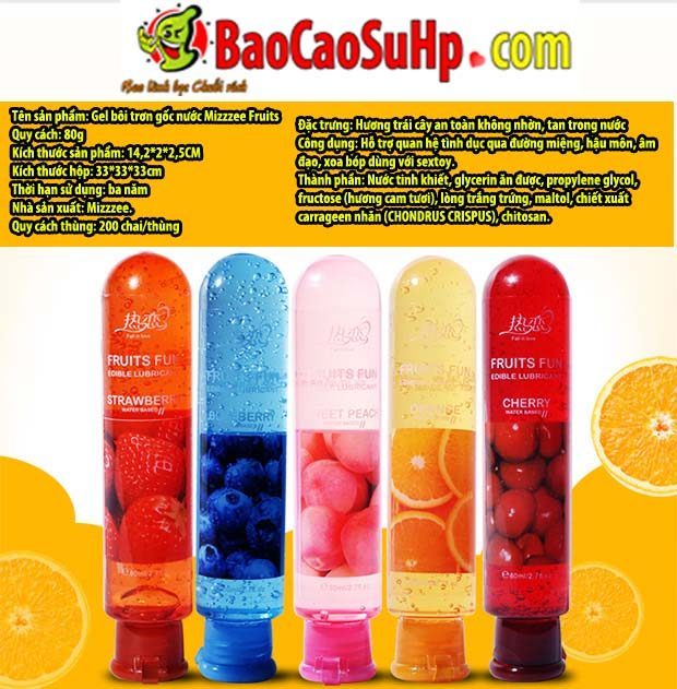 Gel boi tron goc nuoc Mizzzee Fruits 2 - Gel bôi trơn gốc nước Mizzzee Fruits Hương dâu 80ml