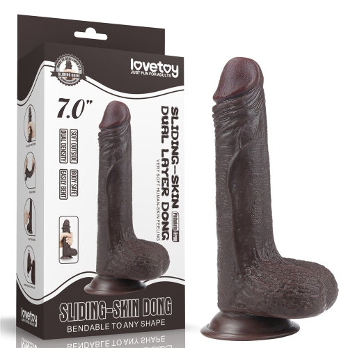 Dương Vật Giả Dán Tường Silicon Màu Đen - Có Lớp Da Tuột Như Thật - Siêu Mềm Mịn - Lovetoy