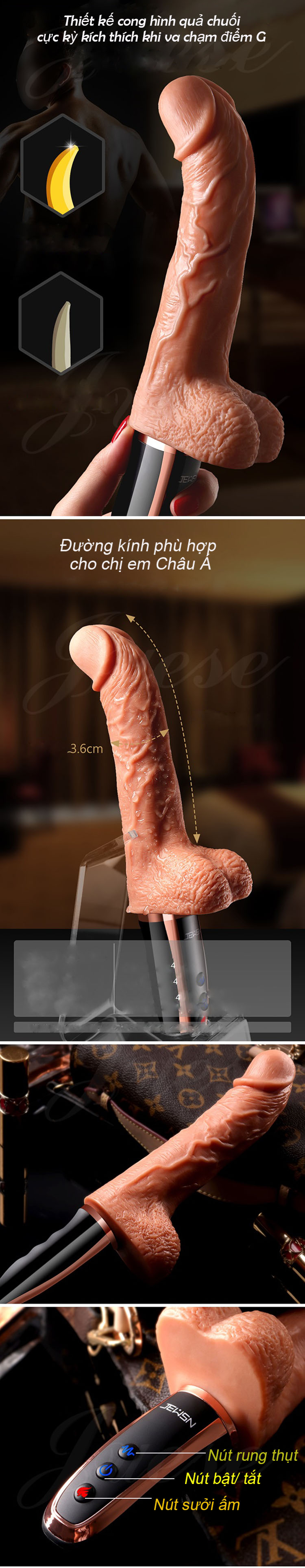 Dương Vật Giả Silicon Mềm Mịn Rung Thụt Ấm Siêu Mạnh Leten Caesar