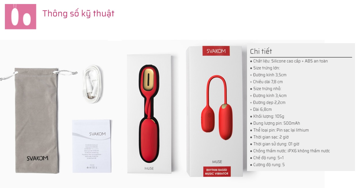 Trứng rung Svakom Muse cao cấp theo điệu nhạc loa bluetooth pin sạc tiện lợi