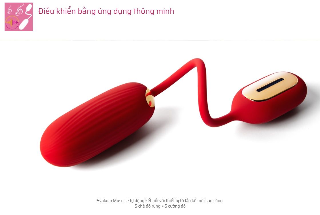 Trứng rung Svakom Muse cao cấp theo điệu nhạc loa bluetooth pin sạc tiện lợi