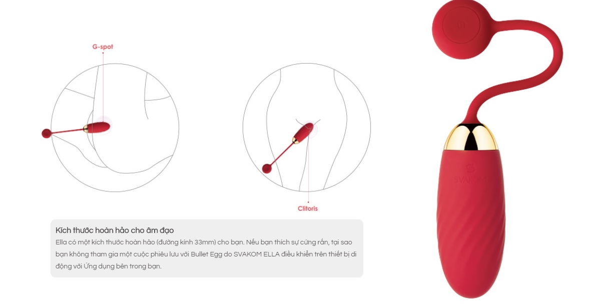 Trứng rung Svakom Ella Neo điều khiển điện thoại size nhỏ tiện lợi