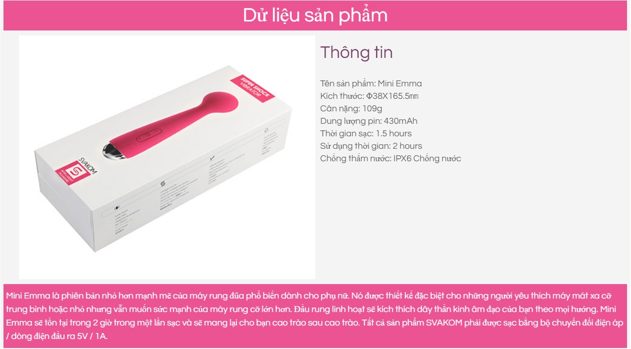 Chày Rung Svakom Mini Emma Rung Mạnh Đa Chế Độ An Toàn