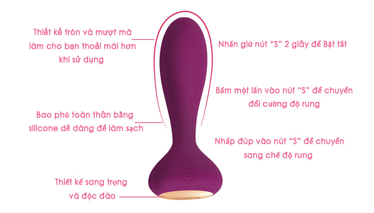 Sextoy hậu môn Svakom Julie cao cấp điều khiển từ xa rung mạnh
