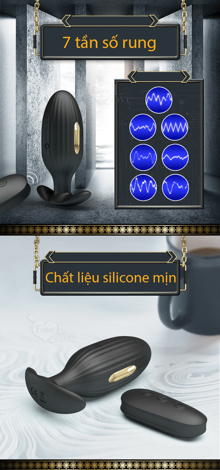 Máy Rung Hậu Môn Mạ Vàng 24k Sang Trọng Điều Khiển Từ Xa Hấp Dẫn