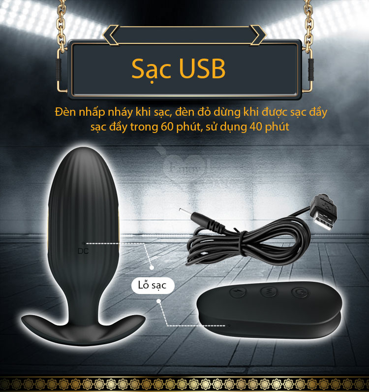 Máy Rung Hậu Môn Mạ Vàng 24k Sang Trọng Điều Khiển Từ Xa Hấp Dẫn