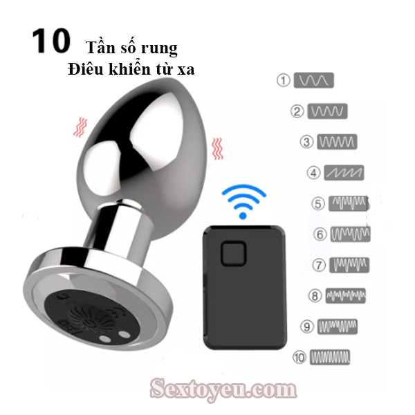 Phích cắm hậu môn inox siêu rung điều khiển từ xa 10 chế độ Phích cắm hậu môn inox siêu rung điều khiển từ xa 10 chế độ