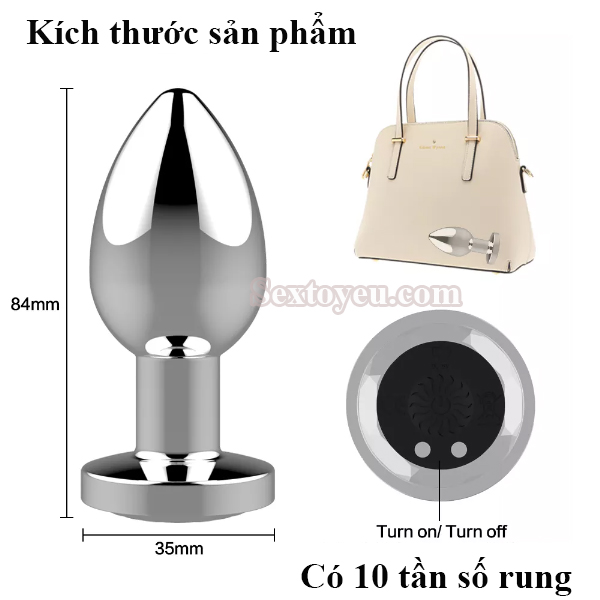 Phích cắm hậu môn inox siêu rung điều khiển từ xa 10 chế độ Phích cắm hậu môn inox siêu rung điều khiển từ xa 10 chế độ