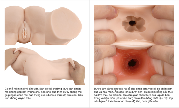 Âm Đạo Giả Vòng 3 Silicon 45kg Đùy Gợi Cảm Kích Thích Mạnh Mẽ