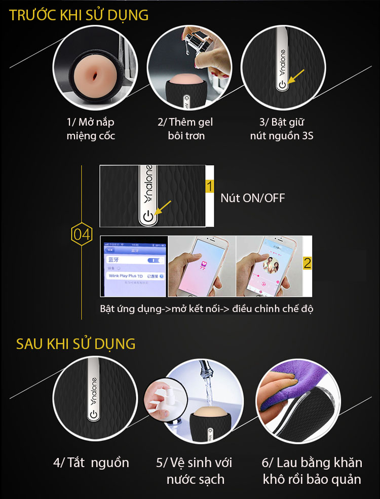 Cốc Thủ Dâm Nalone Jack 3D Bluetooth Cao Cấp, Siêu Thực