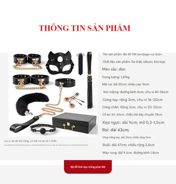 Bộ BDSM 9 Món Sang Trọng Kèm Que Rung Đuôi Cáo Hấp Dẫn