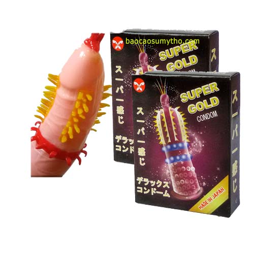 Super Gold Japanese spiked condom max pleasure G-spot stimulation