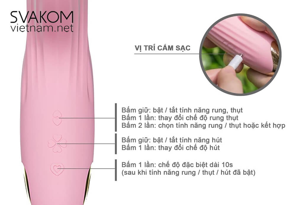 SVAKOM Frederica dương vật giả rung thụt bú hút cao cấp