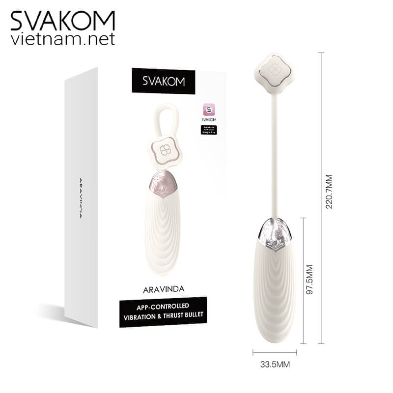 Trứng rung thụt SVAKOM Aravinda với các chế độ điều khiển qua ứng dụng và điểm kích thích