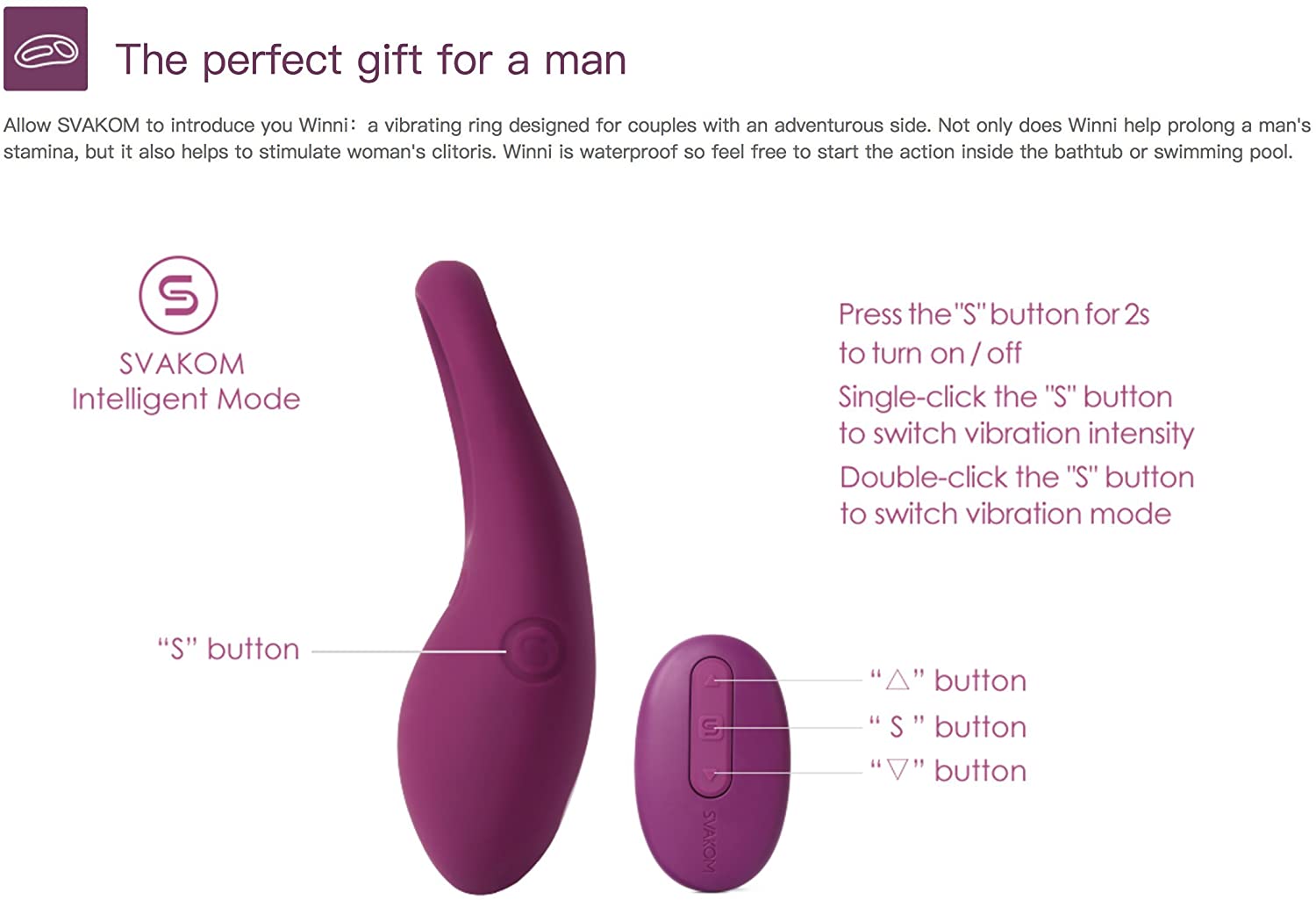 SVAKOM Winni điều khiển từ xa vòng đeo rung tăng khoái cảm