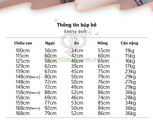 Búp bê silicone cao cấp giống thật BBTD410 148-168cm siêu thực