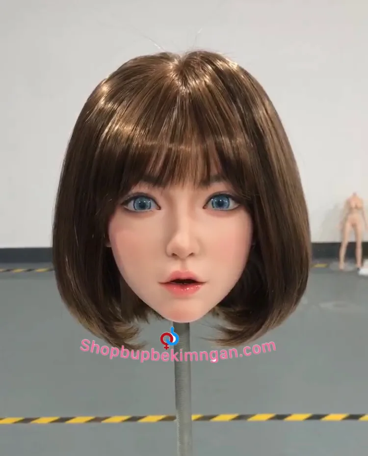 Đầu Búp Bê Silicone Cấy Tóc Miệng Bú Mút Tự Động Cao Cấp