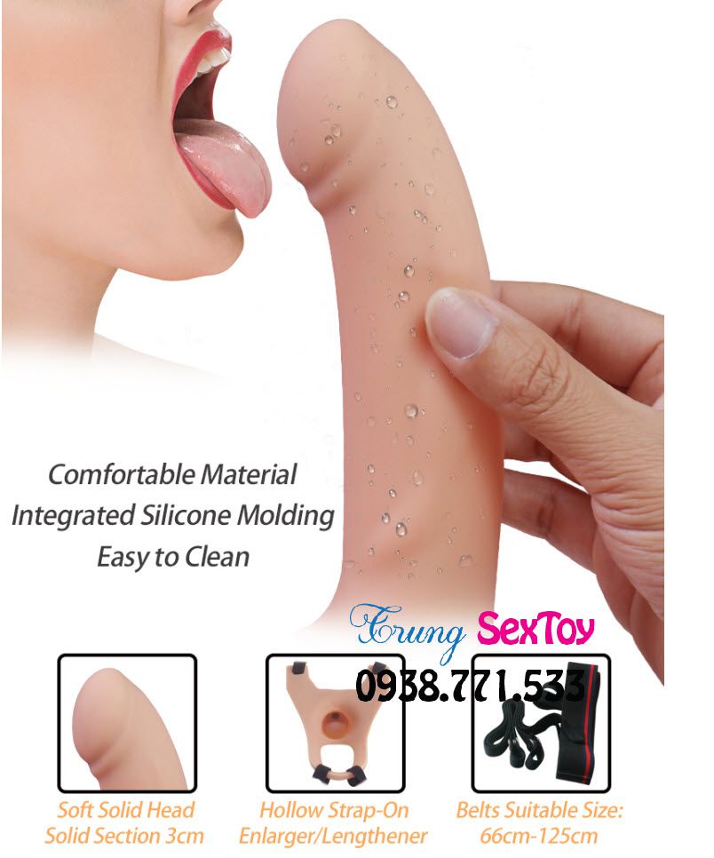 Realistic Hollow Strap-On Silicone Dildo 14cm Flexible Male Use