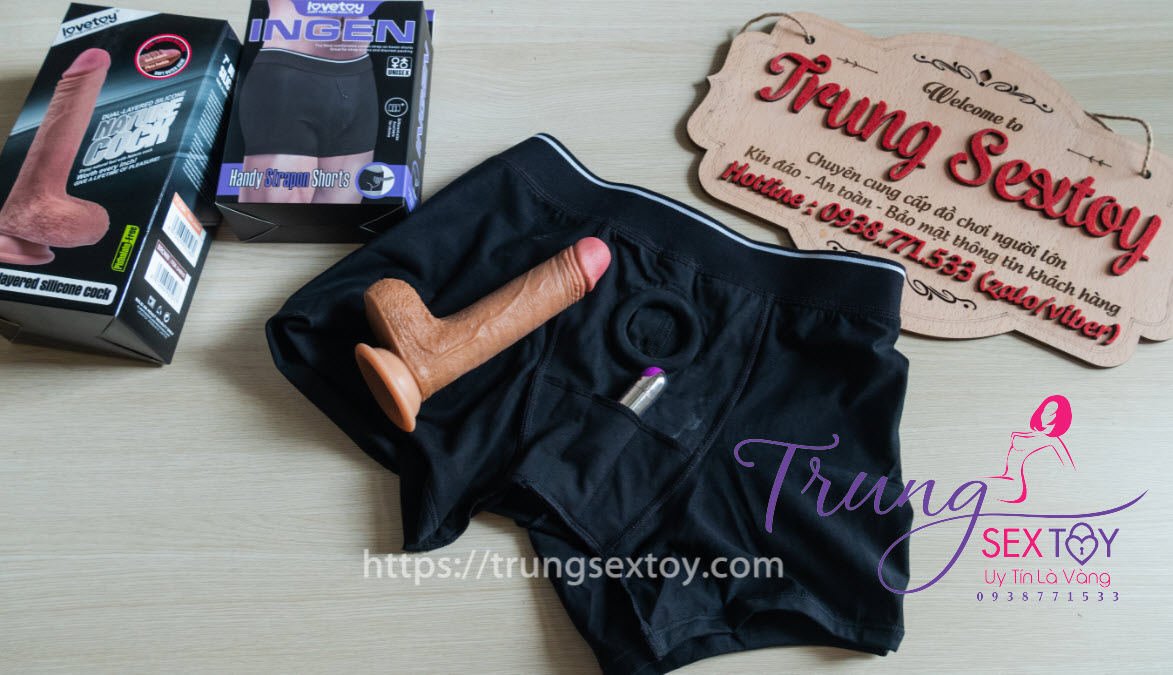 Quần short đeo dương vật unisex Lovetoy co giãn thoải mái Quần short đeo dương vật unisex Lovetoy co giãn thoải mái