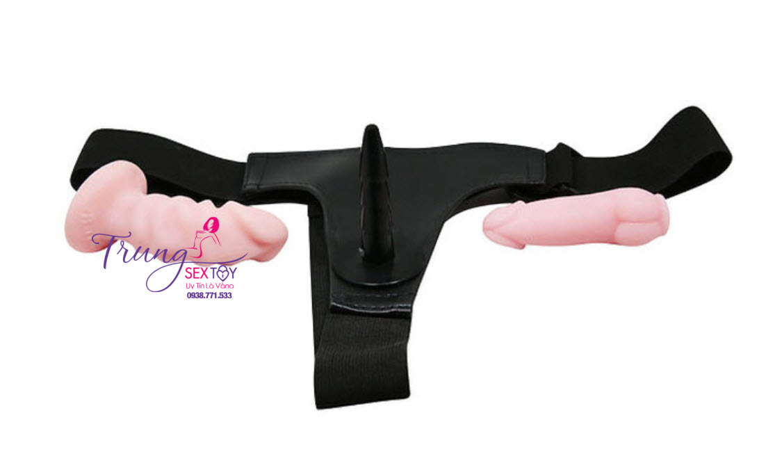 Dương vật giả dây đeo mini mềm silicon hai đầu cho Les vui