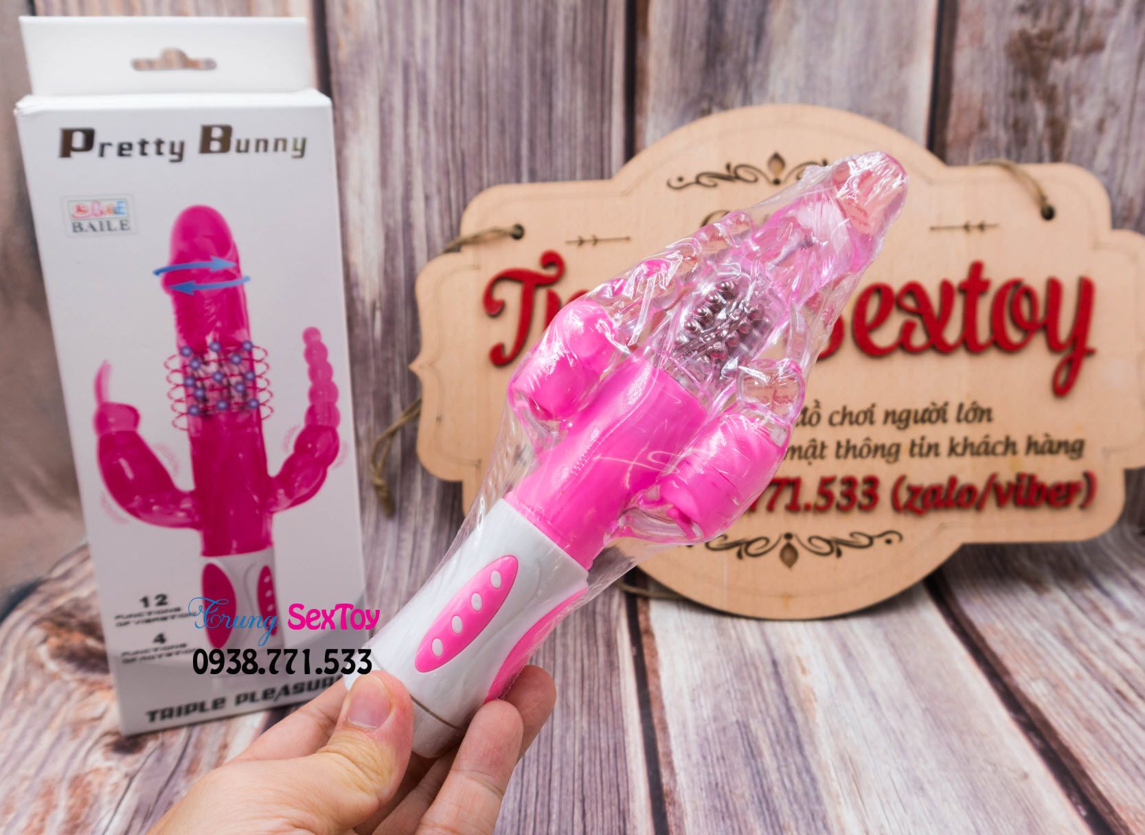 Dương vật giả ba đầu rung mạnh Bunny sướng mê ly cho nam