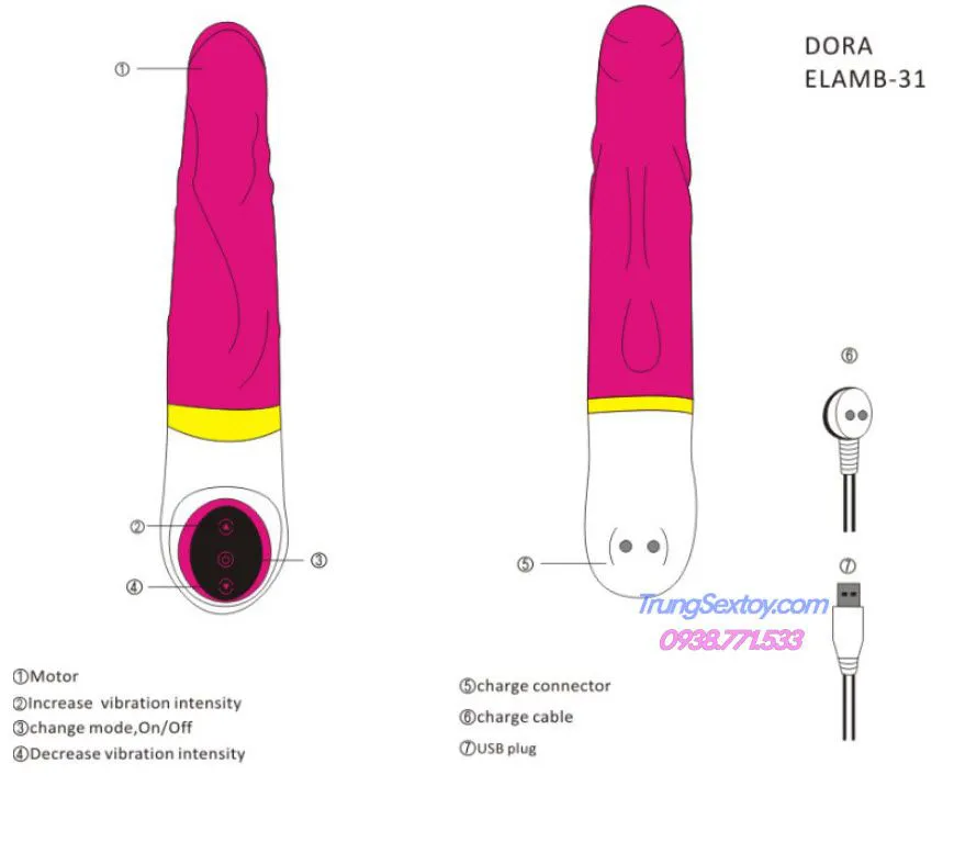 Dương Vật Giả Dora Easy Love Cao Cấp Rung Thụt Mạnh Mẽ