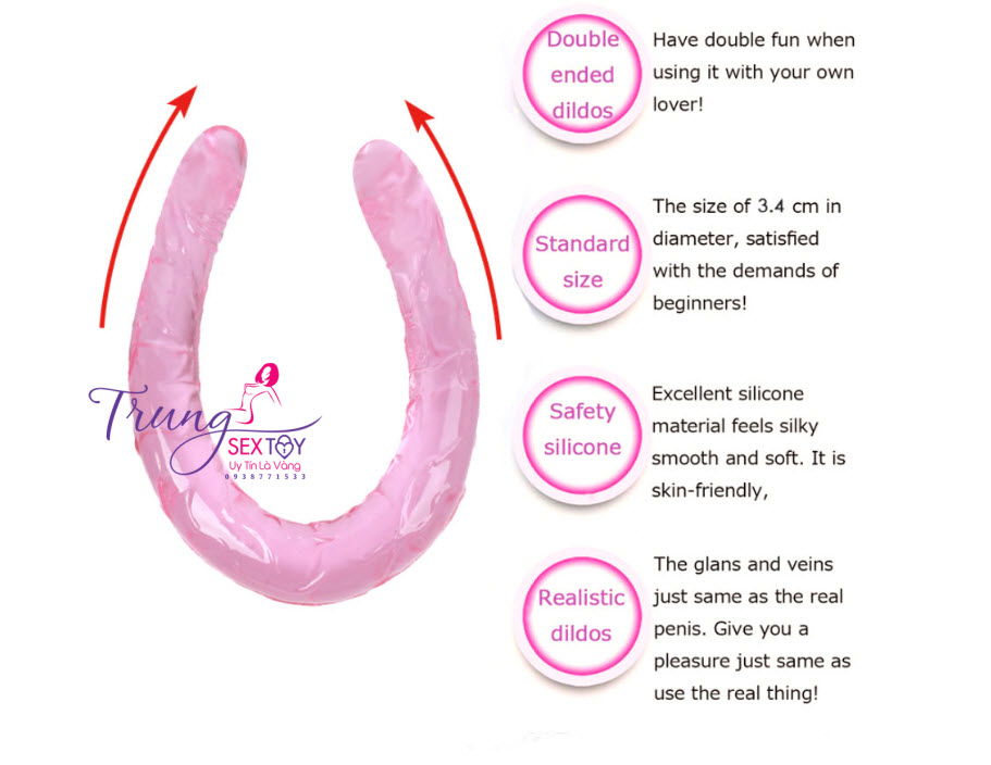 Dương vật giả hai đầu cao cấp dành cho les thỏa mãn kích thích