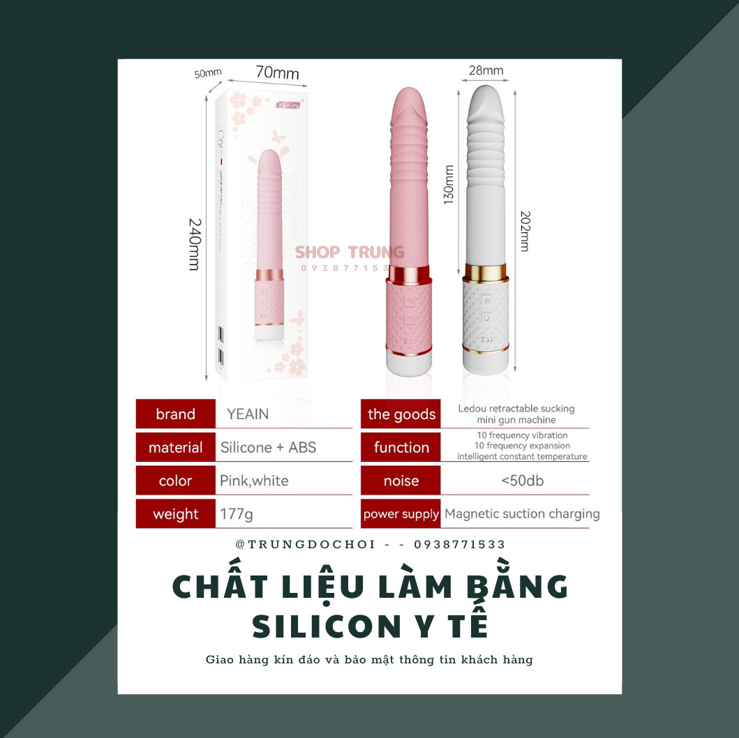 Dương Vật Giả Yeain Mini 2 Trong 1 Rung Thụt Bú Mút Kích Thích