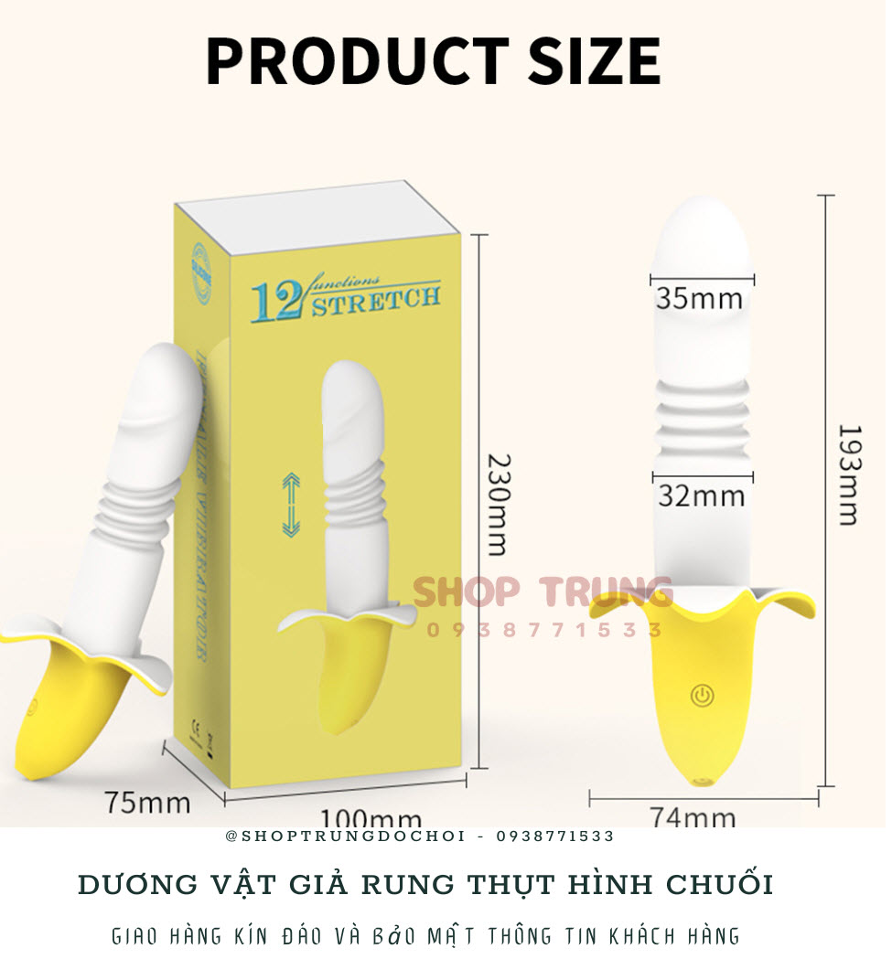 Đồ chơi người lớn rung thụt đa chế độ hình chuối kích thích