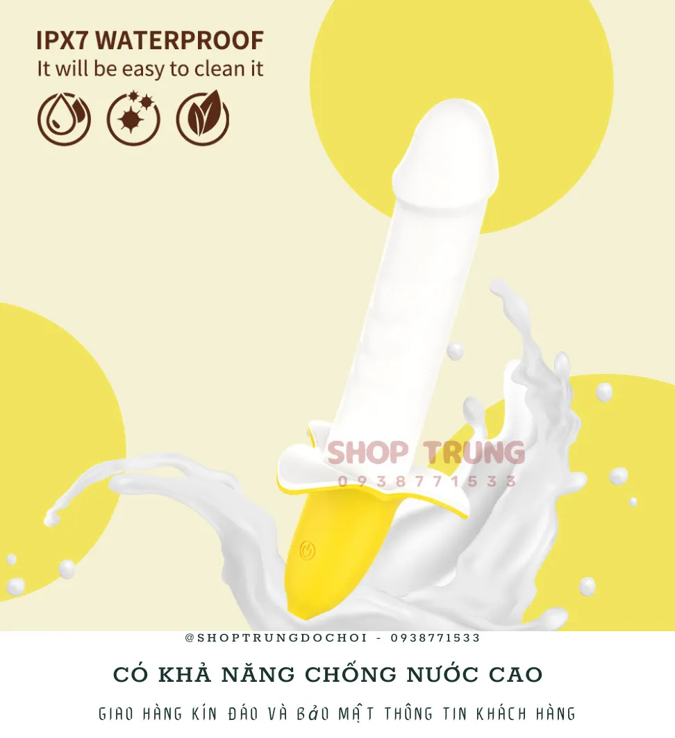 Đồ chơi người lớn rung thụt trái chuối silicon an toàn