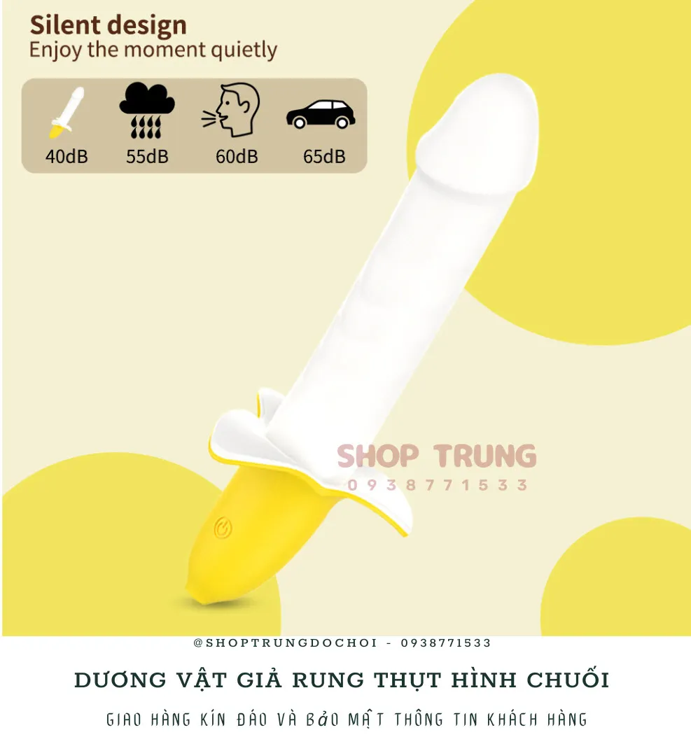 Đồ chơi người lớn rung thụt trái chuối silicon an toàn