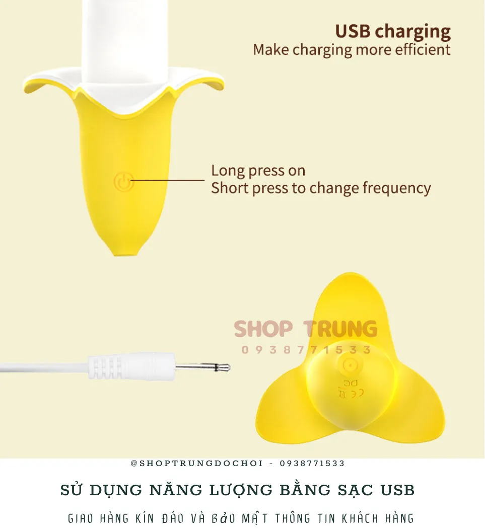 Đồ chơi người lớn rung thụt trái chuối silicon an toàn