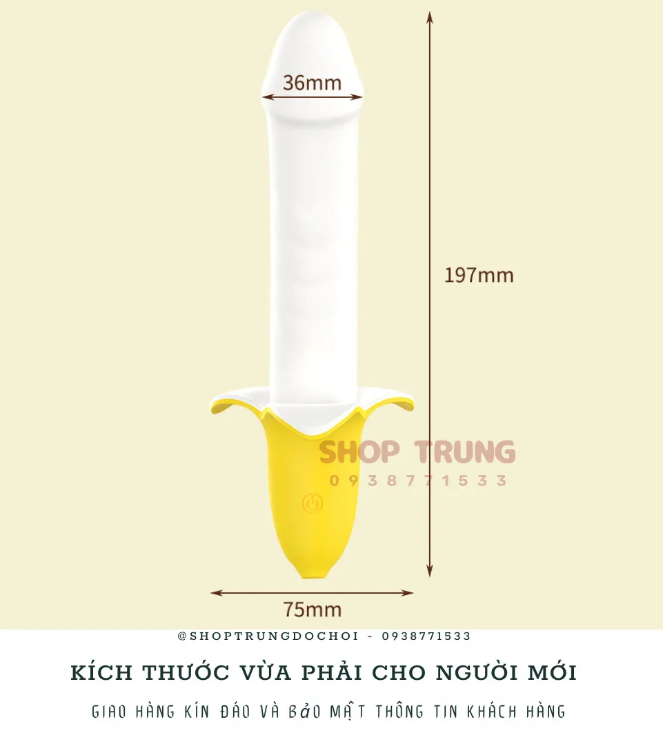 Đồ chơi người lớn rung thụt trái chuối silicon an toàn
