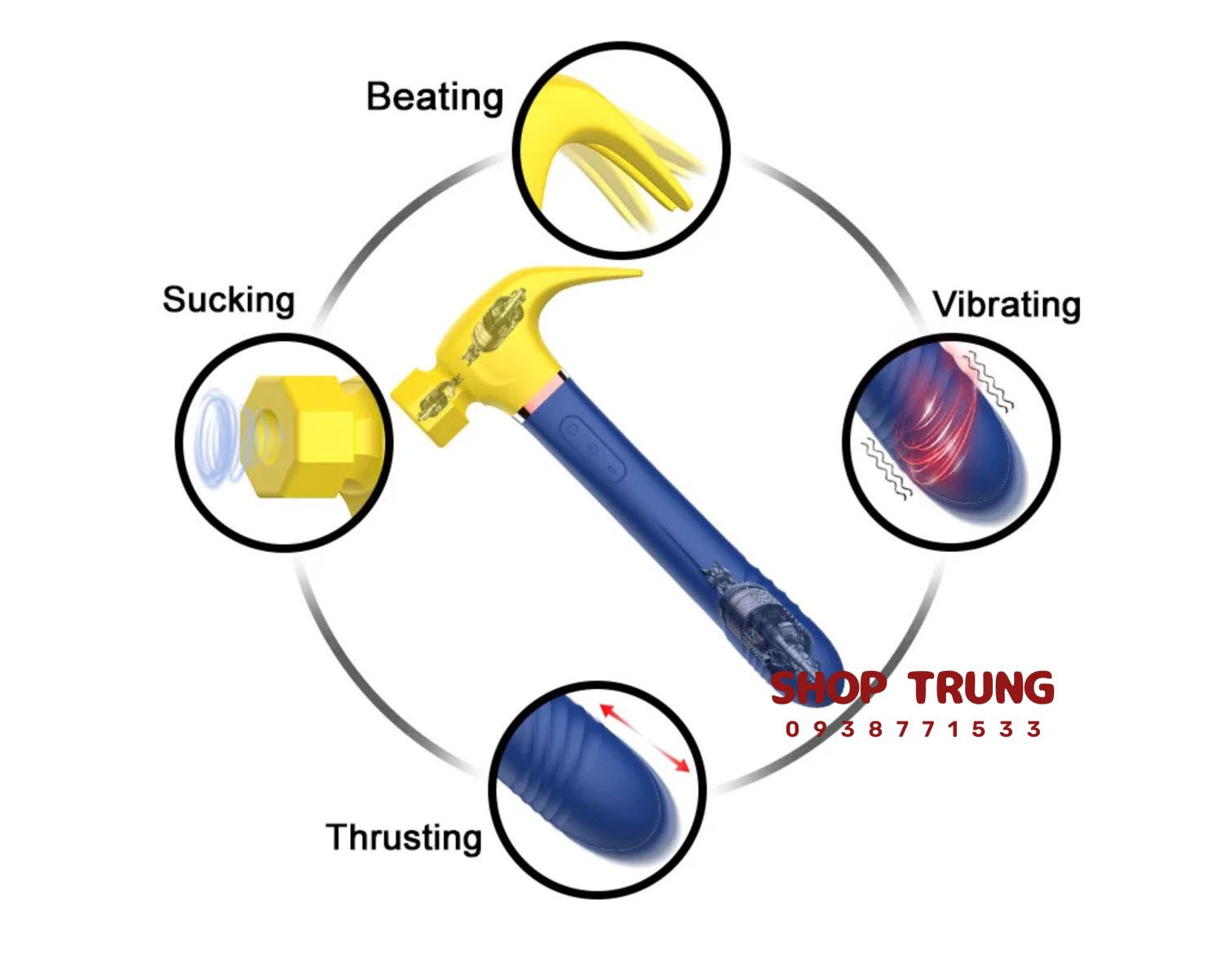 7 Mode Hammer Silicone Oral Licking Vibration Toy