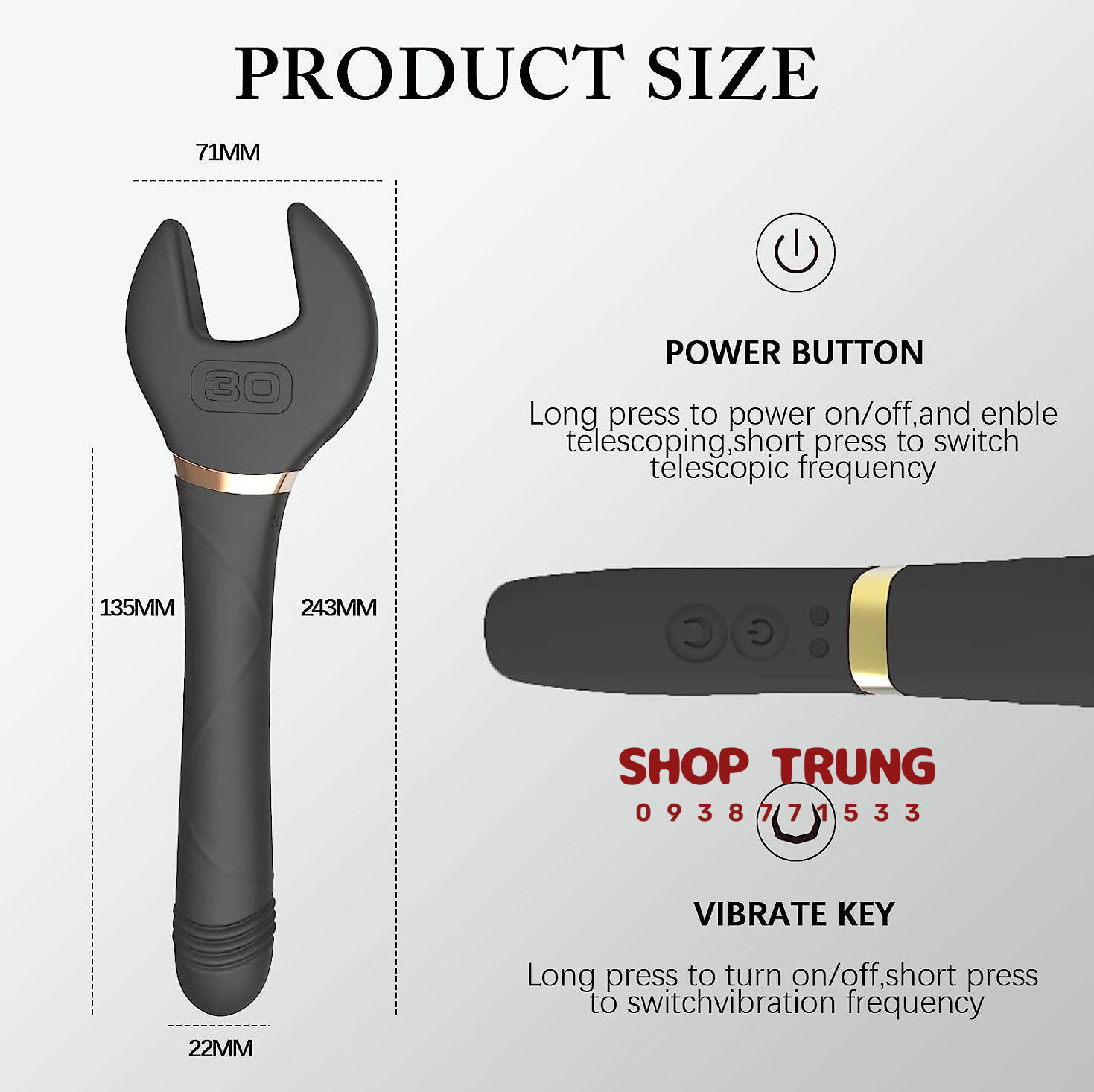 Dụng cụ tình dục cờ lê rung 10 chế độ sướng cực đã