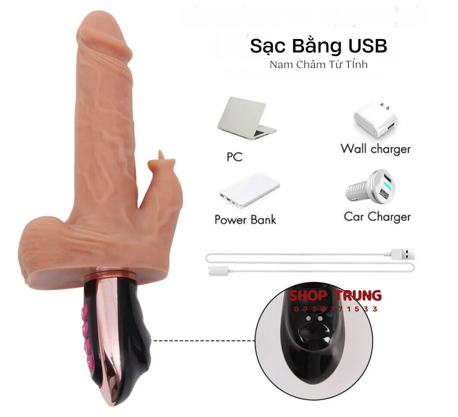 Dương vật giả rung thụt 7 chế độ thăng hoa sục mạnh ấm nóng