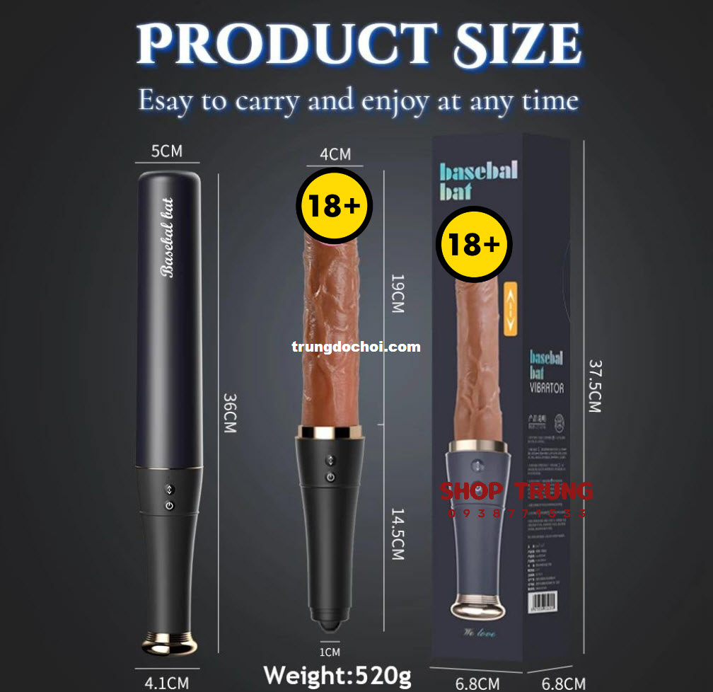 Dương Vật Giả Gậy Bóng Chày 10 Chế Độ Rung Thụt Mạnh Mẽ Lên Đỉnh