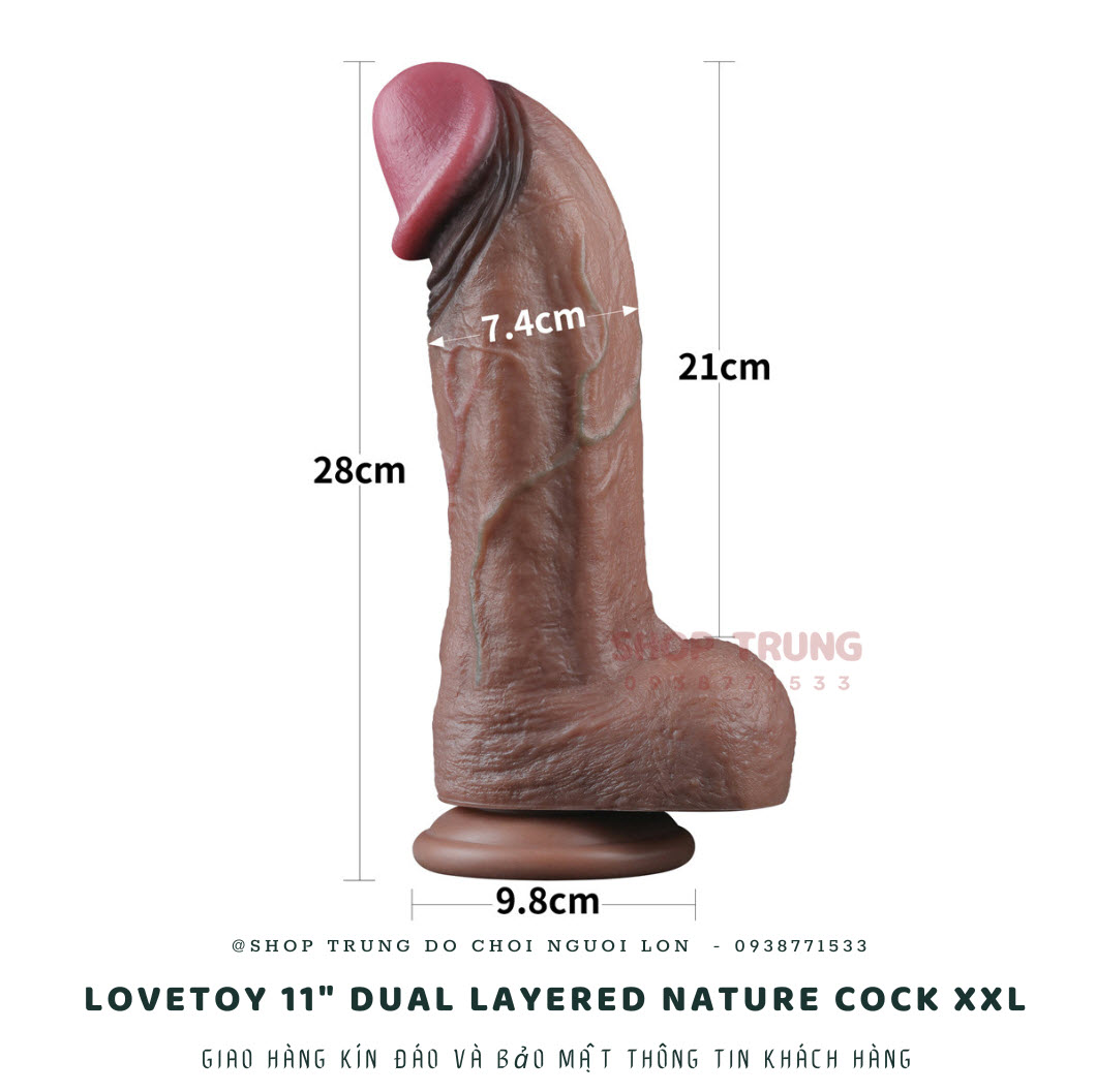 Lovetoy Nature Cock XXL silicon 2 lớp siêu mềm Dương vật giả kích thích cực mạnh