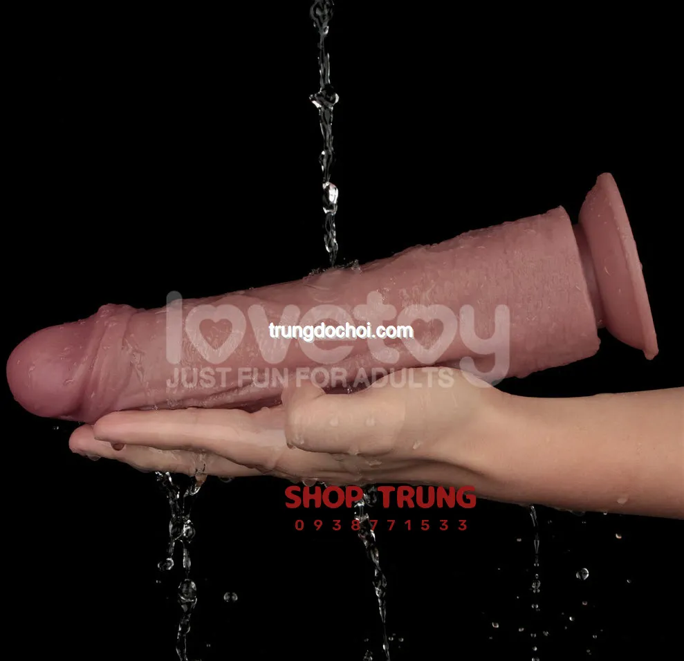 Dương vật giả Lovetoy rung 2 lớp chống nước đế hút tiện lợi