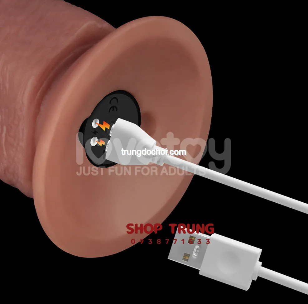 Dương vật giả Lovetoy rung 2 lớp chống nước đế hút tiện lợi