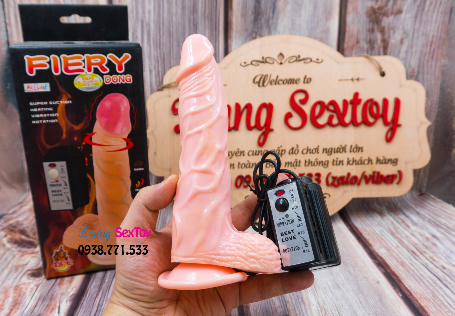 Dương vật giả Fiery Dong cao cấp nhiệt độ thực Tăng khoái cảm