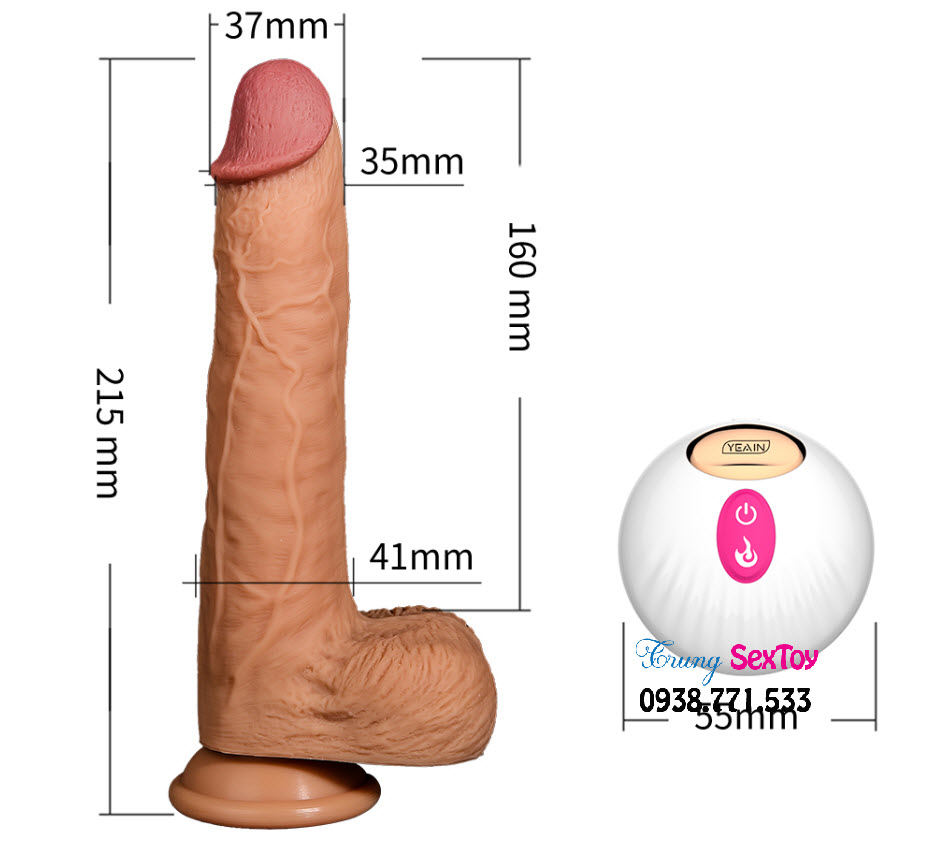 Yeain dương vật giả rung thụt mạnh mẽ, điều khiển từ xa tiện lợi