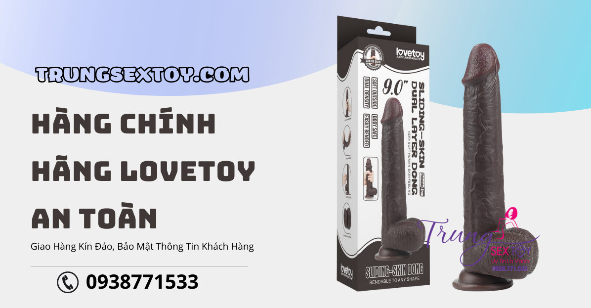 Dương vật giả gắn tường 2 lớp Lovetoy mềm mại 23cm siêu thực